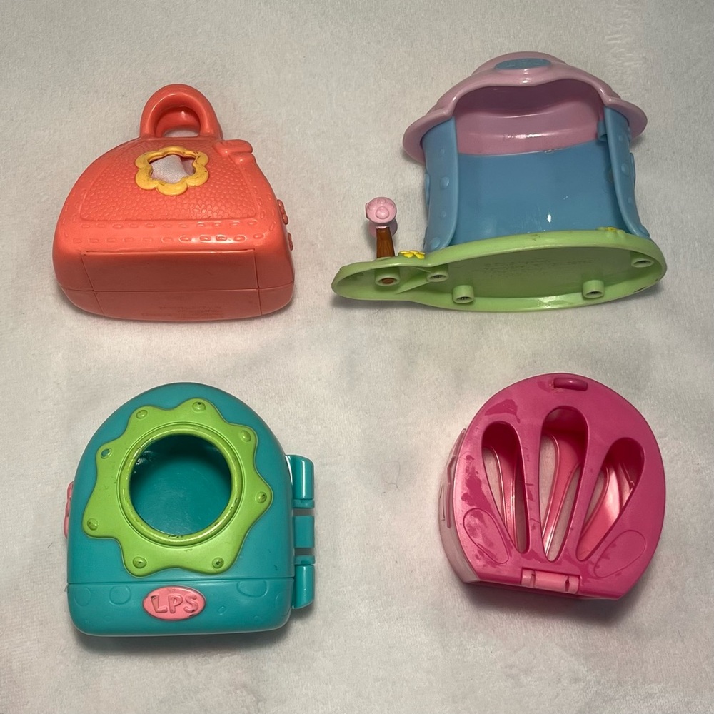 SOLD VTG LPS Carrier Lot • Pink Purse & Teal Birdhouse Authentic Hasbro